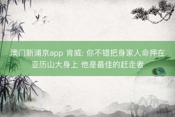澳门新浦京app 肯威: 你不错把身家人命押在亚历山大身上 他是最佳的赶走者